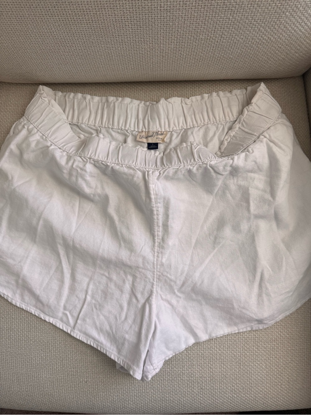 Target White High-Waist Elastic Cotton Shorts